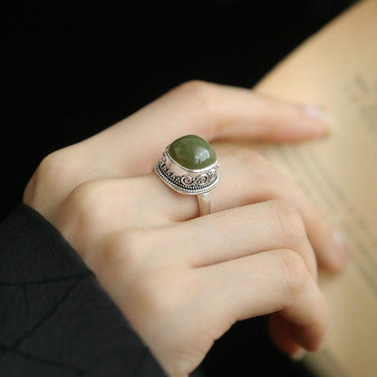 Green Square Retro Ring