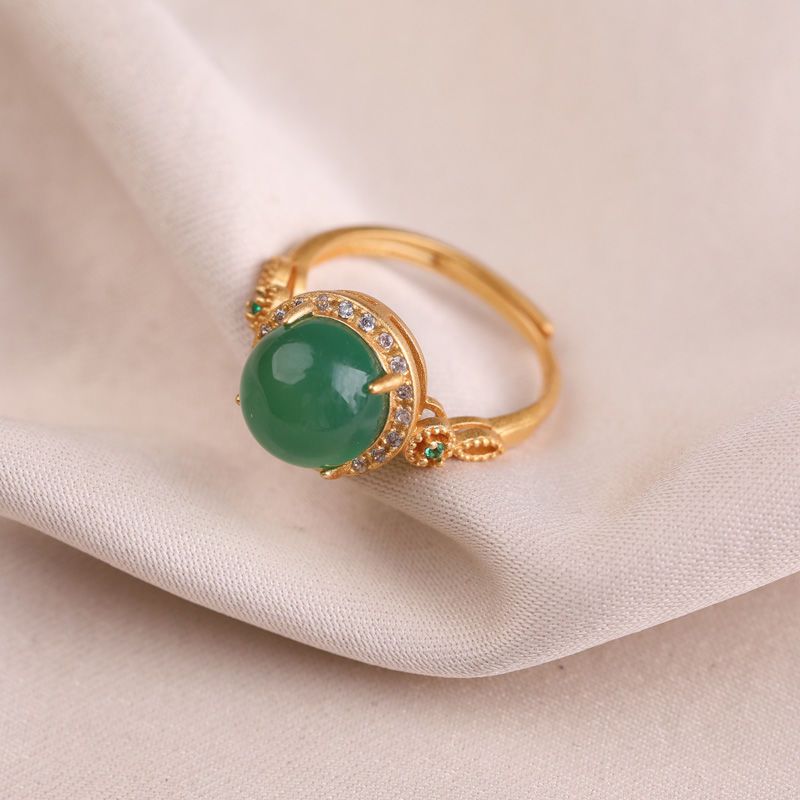 Inlaid Imperial Green Jadeite Ring