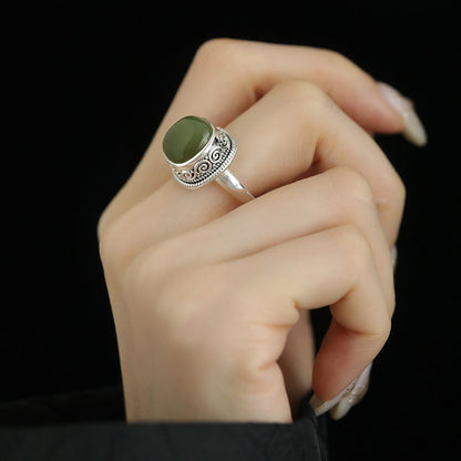 Green Square Retro Ring