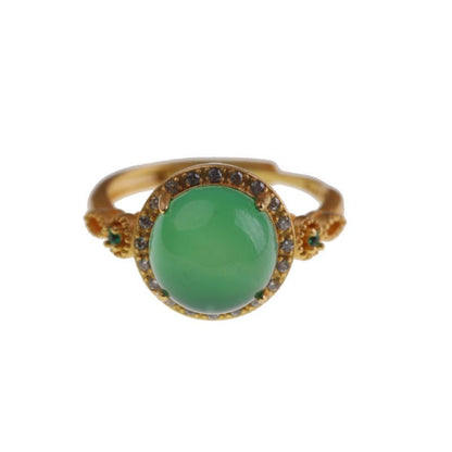 Inlaid Imperial Green Jadeite Ring