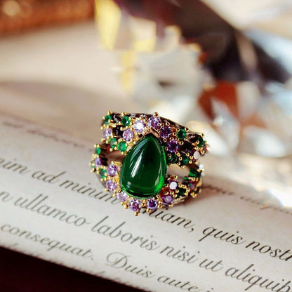 Emerald - Amethyst Fantasy Ring