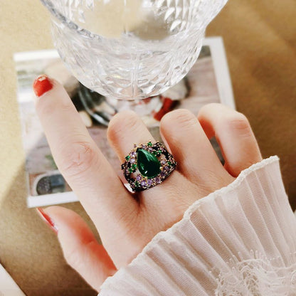 Emerald - Amethyst Fantasy Ring