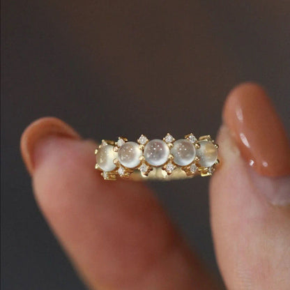 Romantic Moonstone Diamond Ring