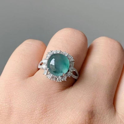 Minimalist Ice Jade Egg-Face Ring