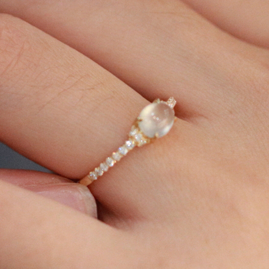 Elegant Moonstone Diamond Ring