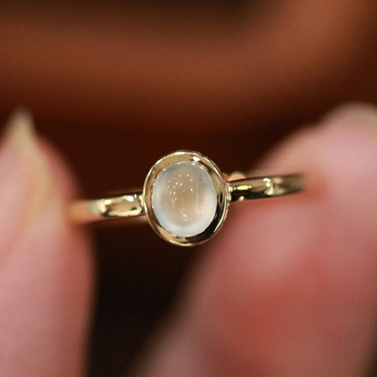 Natural Moonstone Open Ring - Minimalist Chic