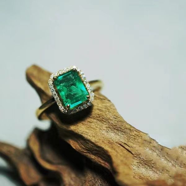 Emerald and Diamond Accent Ring
