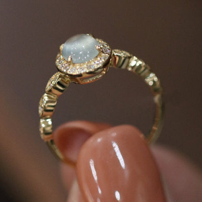 Moonstone Mesh White Jade Ring