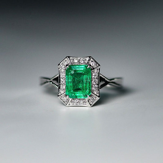 Mysterious Jade and Diamond Inlay Ring