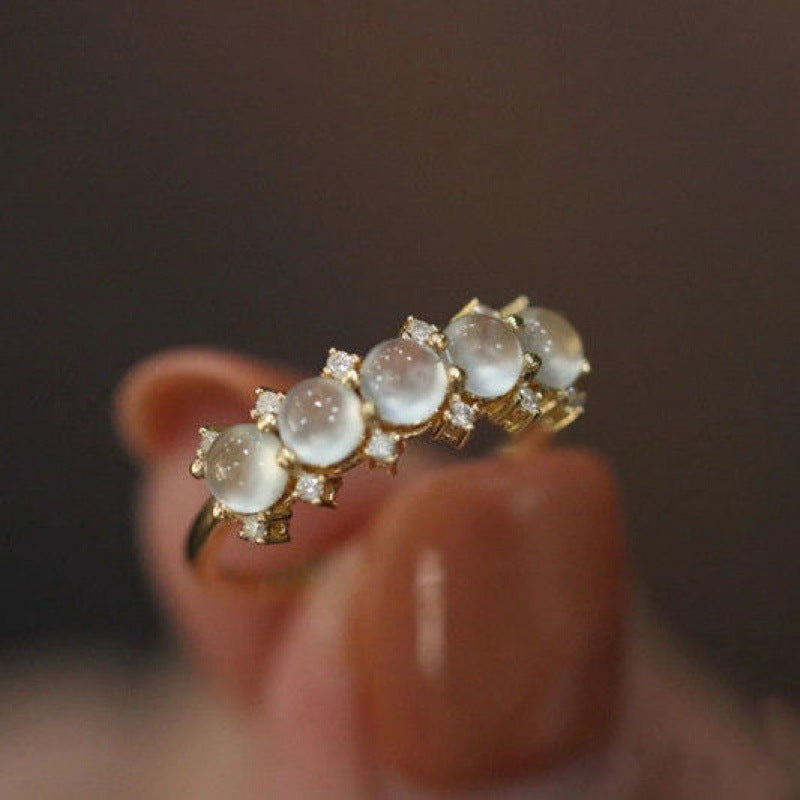 Romantic Moonstone Diamond Ring