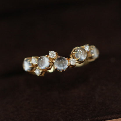 Vintage Boho Moonstone Jadeite Ring