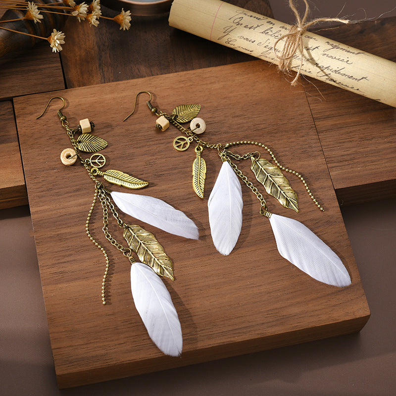 Boho Feather Drop Earrings