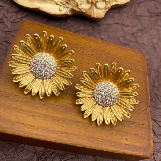 Sunlit Splendor Gold-Plated Diamond Earrings