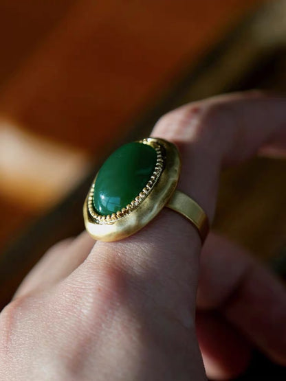 Vintage Forest Green Adjustable Ring
