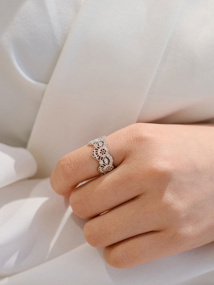 Vintage French Elegance Lace Open Ring