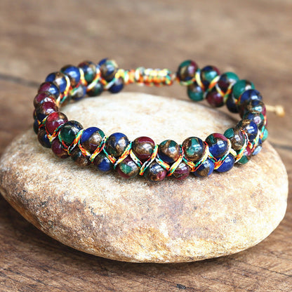 Beaded Tiger Eye Bracelet - Handwoven Adjustable Bracelet