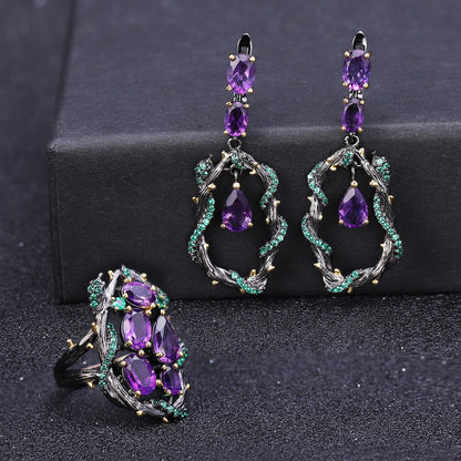 Italian Crafted Natural Amethyst Earrings