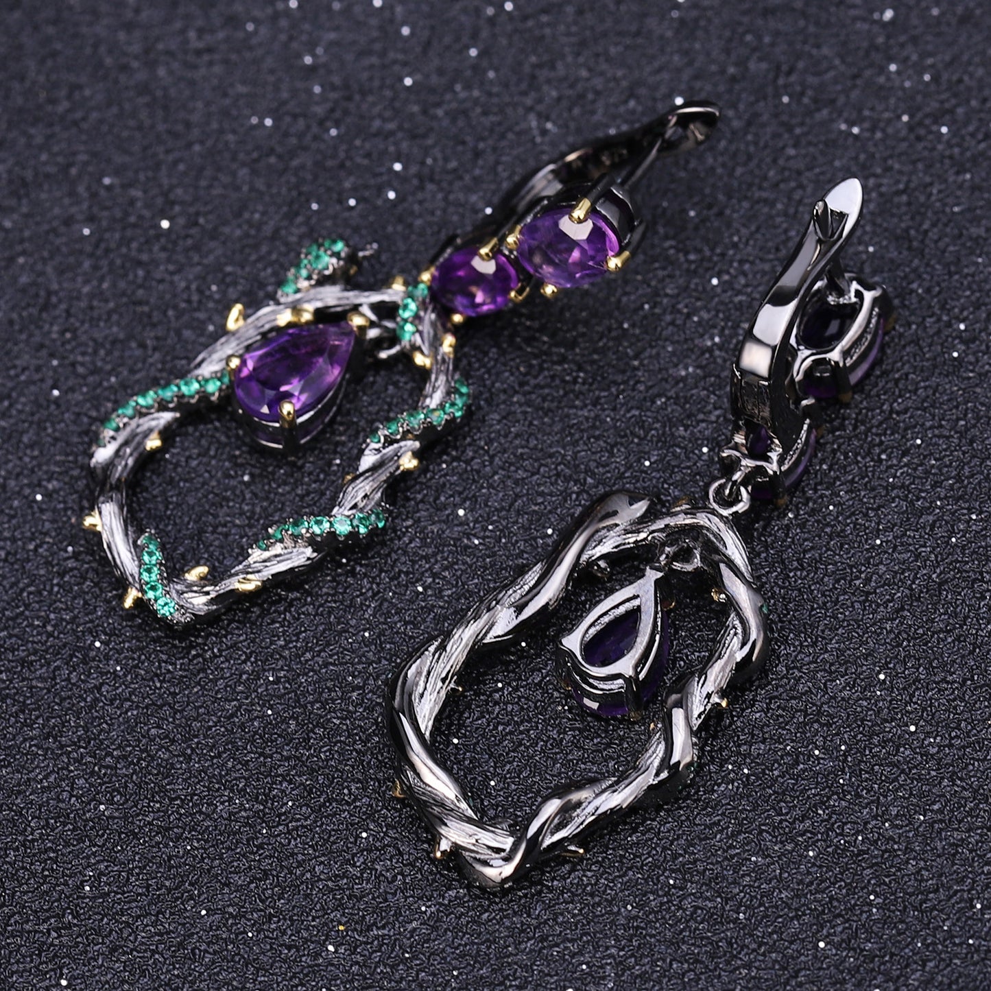 Italian Crafted Natural Amethyst Earrings