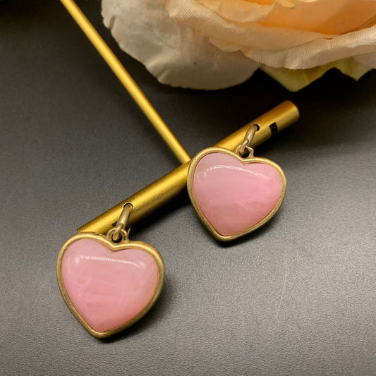 Vintage "Love Peach" Enamel Simple and Elegant Earrings