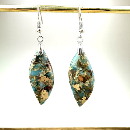 Colorful Imperial Jasper Leaf-shaped Earrings with Seed Bead Clasp