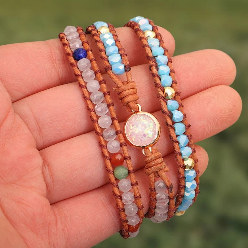 Dual-Sided Multi-Color Agate Beaded Bracelet