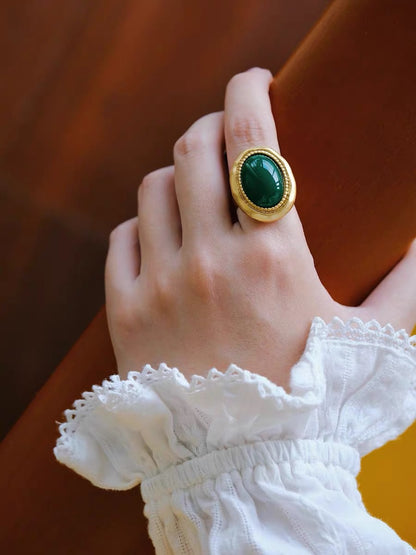 Vintage Forest Green Adjustable Ring