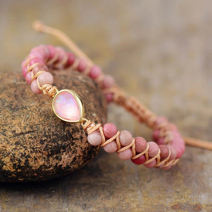 Double Layer Water Grass Agate Red Jasper Bracelet