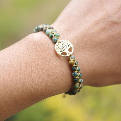 Cross-Border Life Tree Double Layer African Turquoise Bracelet