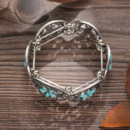 Bohemian Hollow Carved Vintage Ethnic Turquoise Bracelet