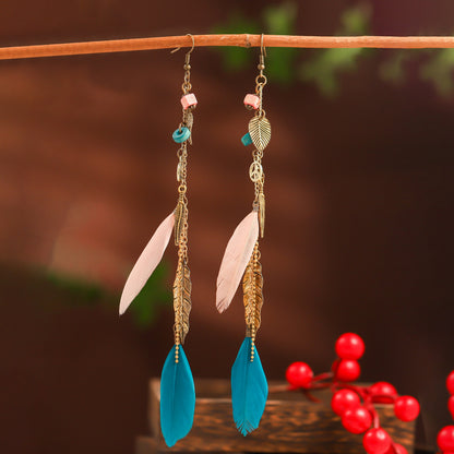 Boho Feather Drop Earrings