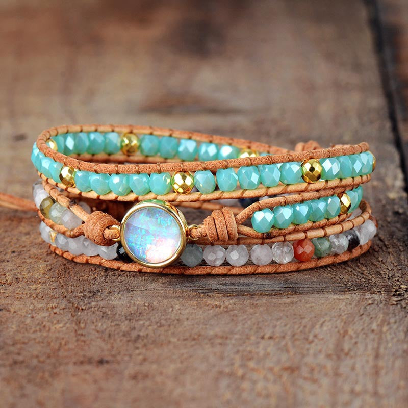 Dual-Sided Multi-Color Agate Beaded Bracelet