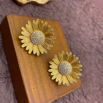 Sunlit Splendor Gold-Plated Diamond Earrings
