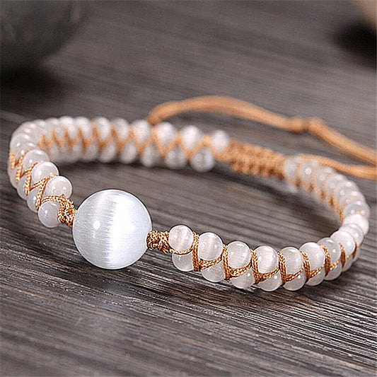 Woven Cat's Eye Stone Bracelet