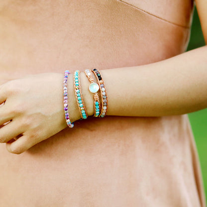 Dual-Sided Multi-Color Agate Beaded Bracelet