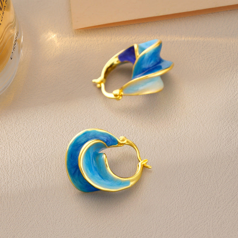 "French Vintage Allure" Enamel Drop Oil Spiral Stud Earrings