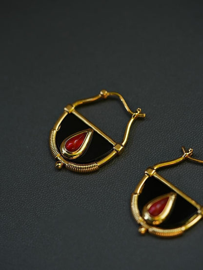 Vintage Egyptian Agate Earrings