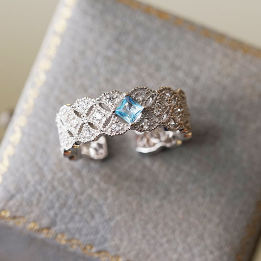 Swiss Night Sky Lace Ring with Blue Topaz