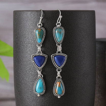 Boho Gemstone Triangle Earrings