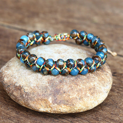 Beaded Tiger Eye Bracelet - Handwoven Adjustable Bracelet