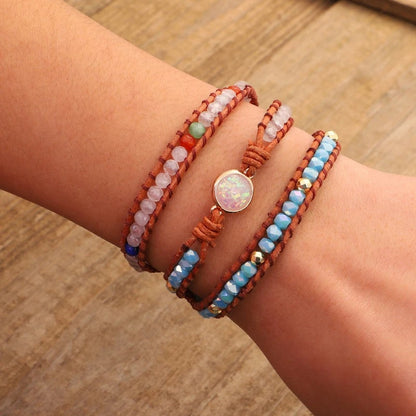 Dual-Sided Multi-Color Agate Beaded Bracelet