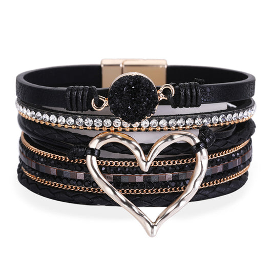 Bohemian Multi-layer Love Open Cuff Bracelet