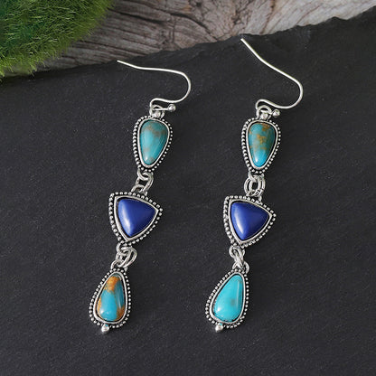 Boho Gemstone Triangle Earrings