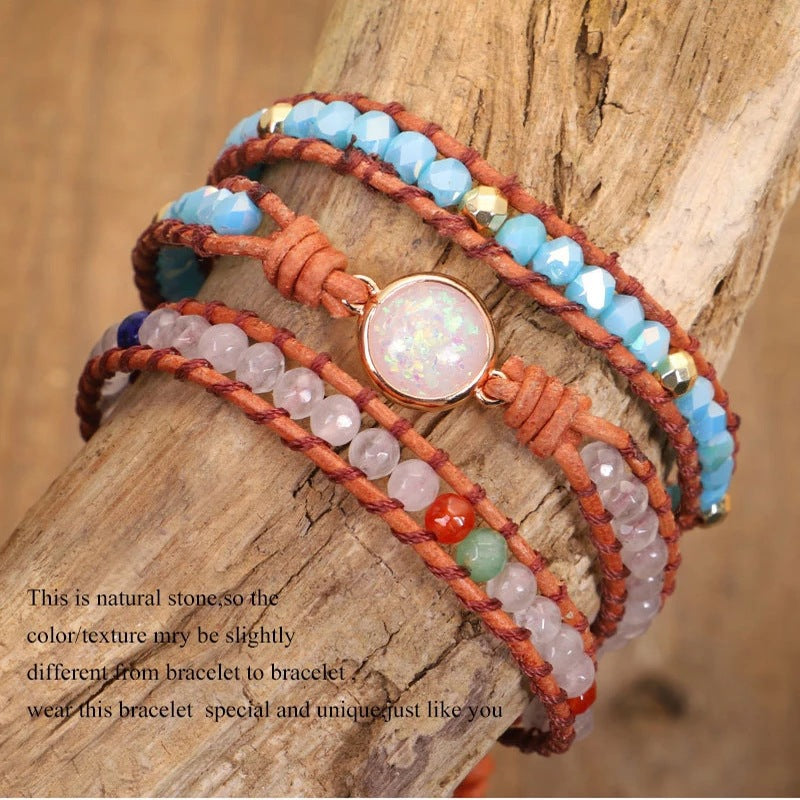 Dual-Sided Multi-Color Agate Beaded Bracelet