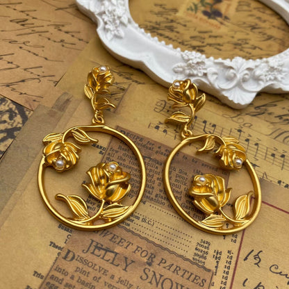 Royal Rose Carved Elegance Earrings