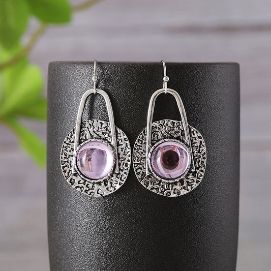 Geometric Boho Round Stone Earring