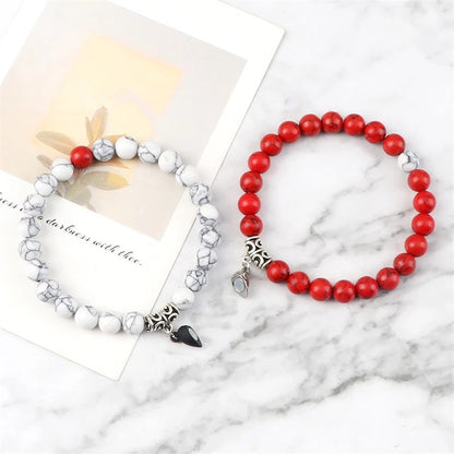 Natural Stone Magnetic Bracelet - Attraction Heart Bead Couple Bracelet