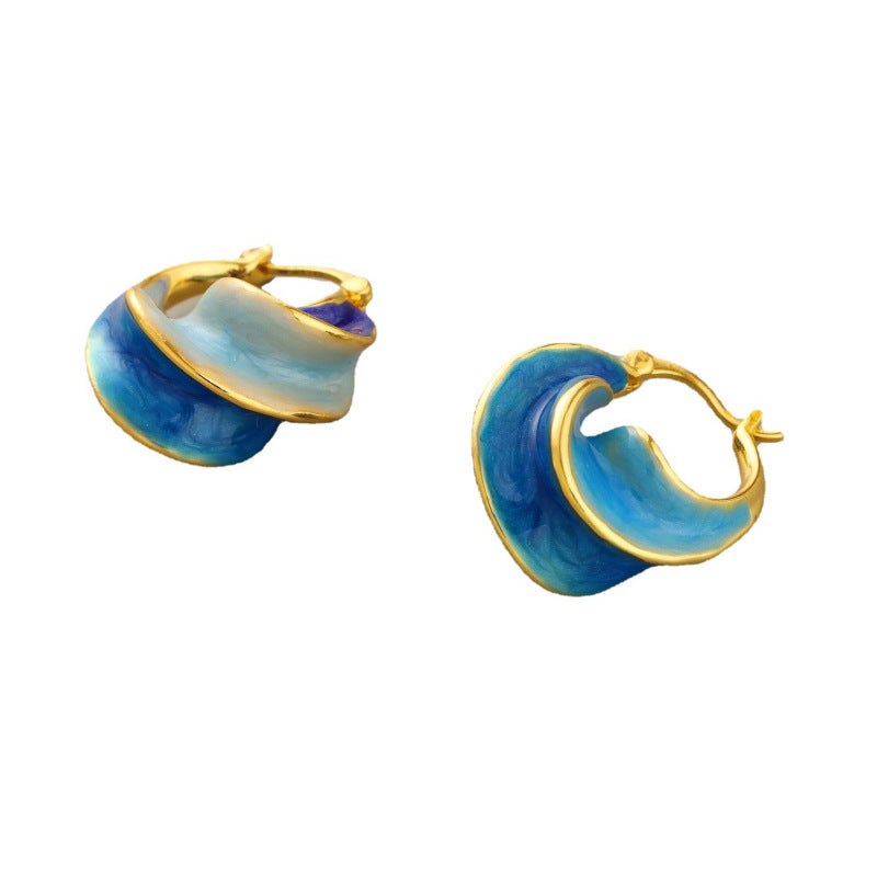 "French Vintage Allure" Enamel Drop Oil Spiral Stud Earrings