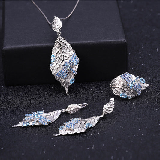 Autumn Leaves and Dragonfly Designer Jewelry Set