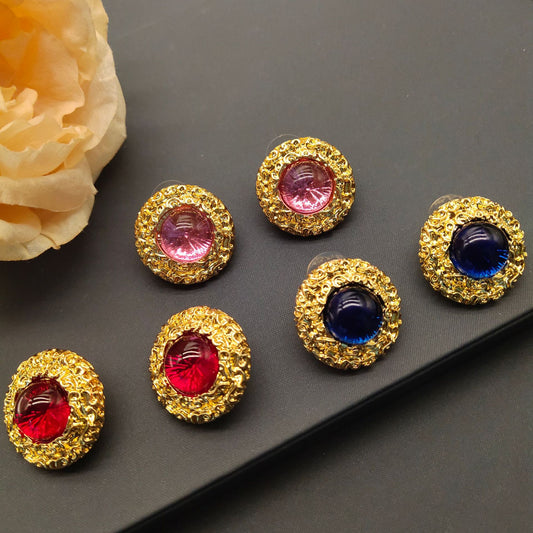 "Radiant Beauty" Versatile Enamel Earrings with Intricate Floral Carvings