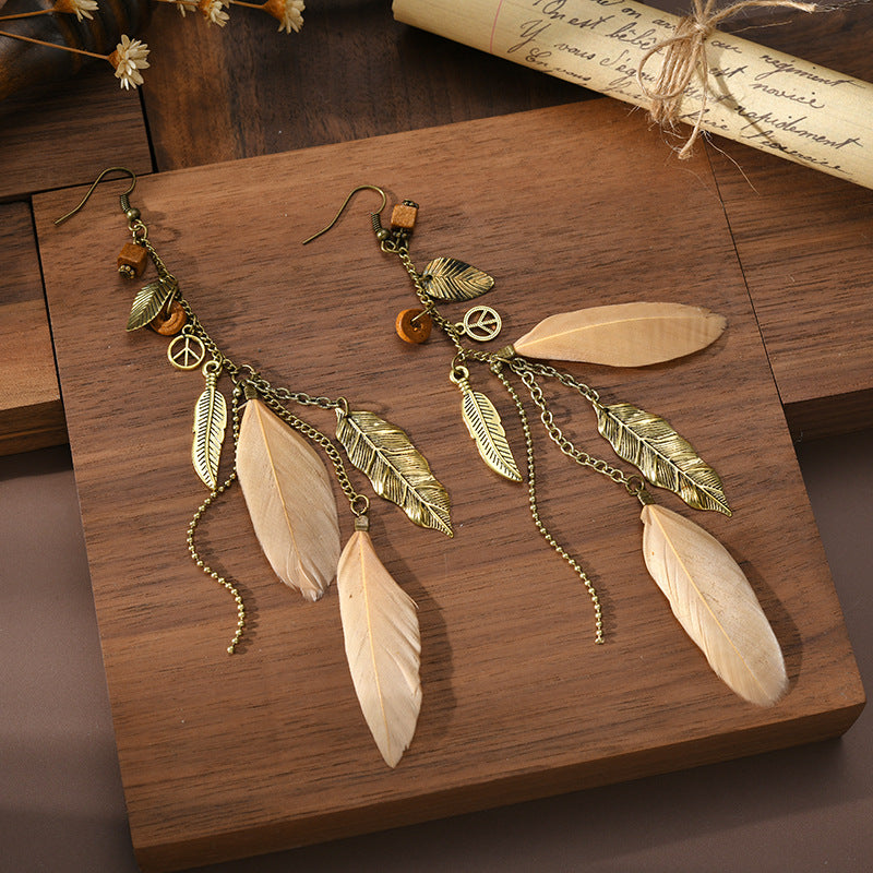 Boho Feather Drop Earrings